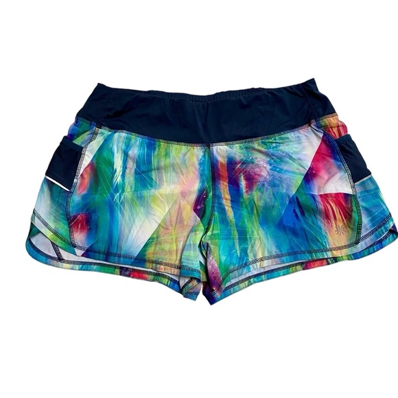 Athleta Tropea Ready Set Multi Watercolor Running Workout Shorts Size Medium - Picture 2 of 12
